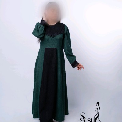 پیراهن بلند پاییزه و زمستانه مخمل کبریتی ریز