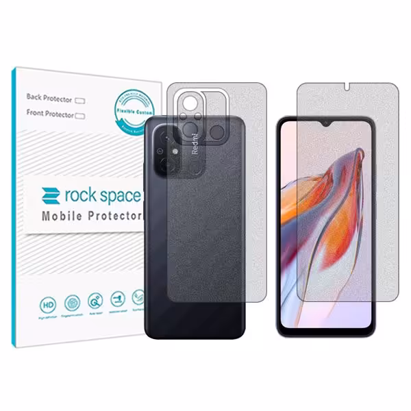 گلس صفحه نمایش و پشت گوشی شیائومی Redmi 12C مدل نانو هیدروژل گیمینگ برند راک اسپیس کدSS