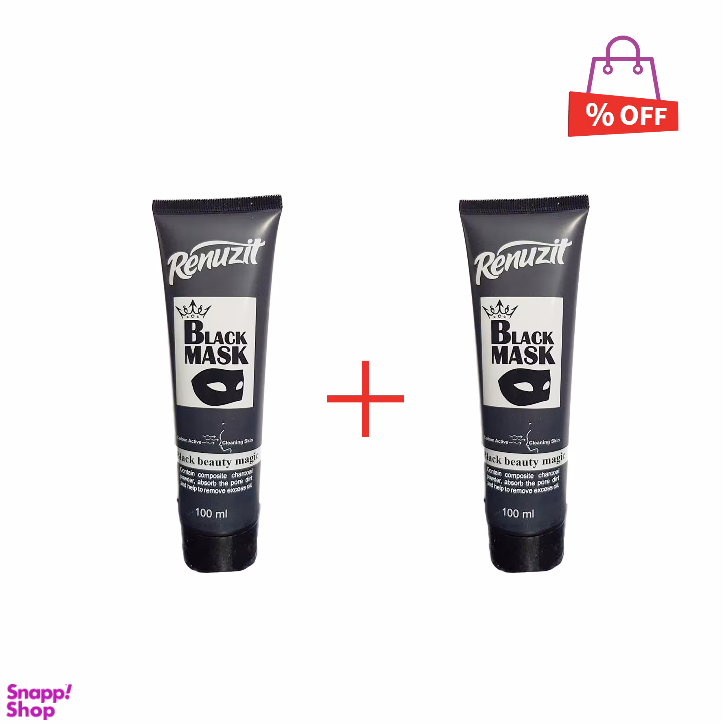 ماسک صورت رینوزیت (Renuzit) مدل Black حجم 100 میلی‌لیتر مجموعه 2 عددی