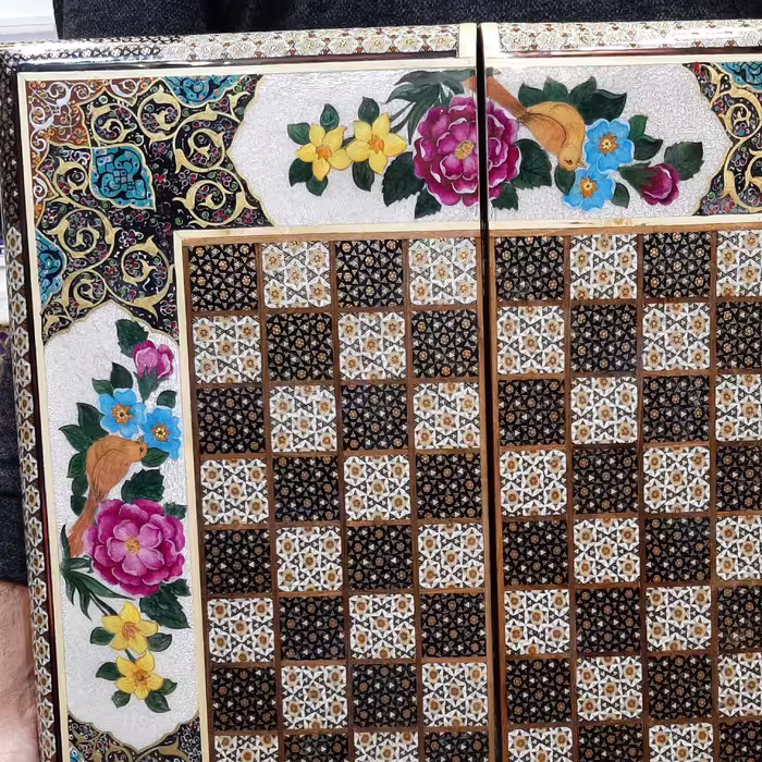 شطرنج صدفی نقاشی گل مرغ خاتم