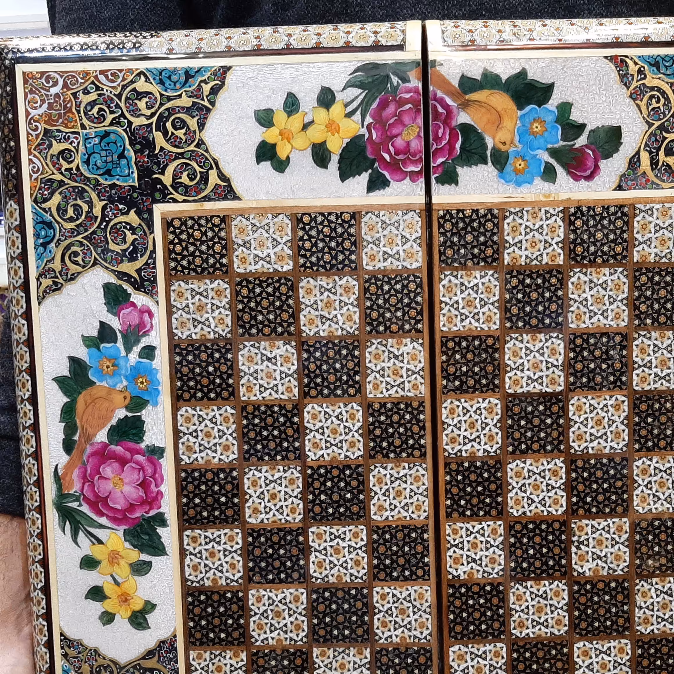 شطرنج صدفی نقاشی گل مرغ خاتم