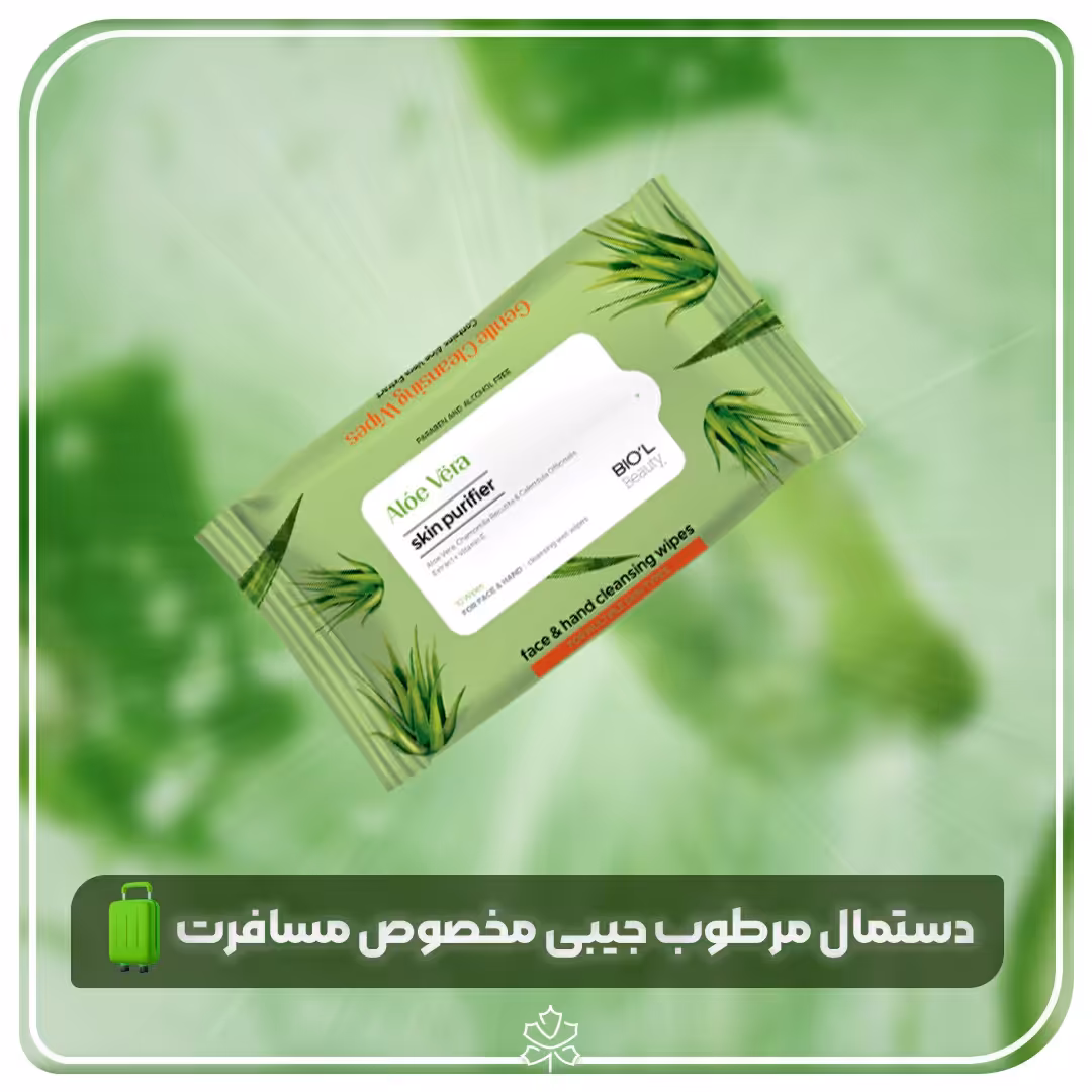 دستمال مرطوب جیبی 10عددی آلوئه ورا بیول(بسته شش عددی 