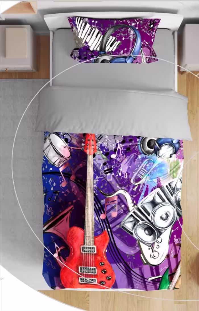 روتختی یک نفره آلوئه ورا لومانا 4تکه طرح Musician purple