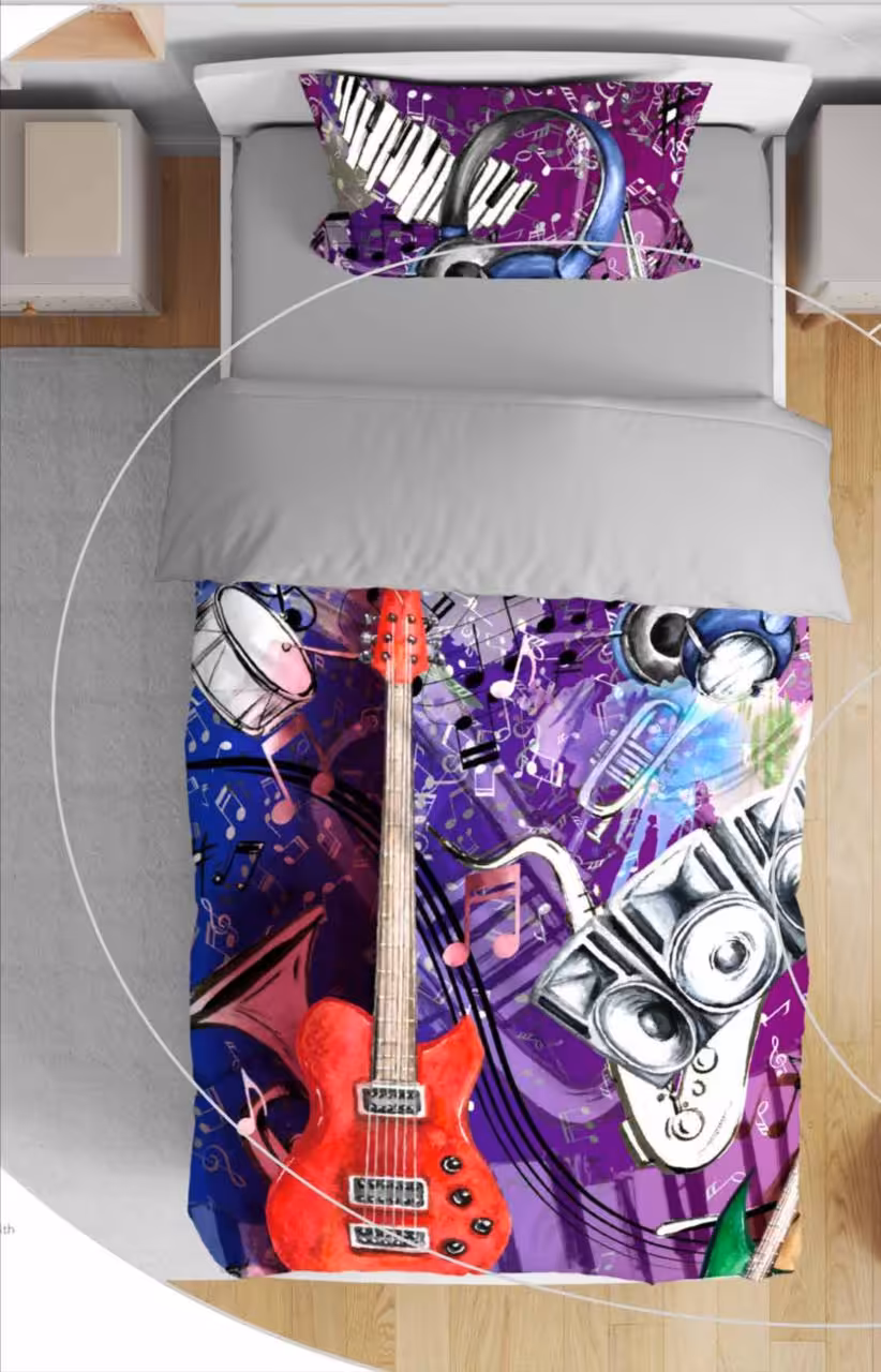 روتختی یک نفره آلوئه ورا لومانا 4تکه طرح Musician purple