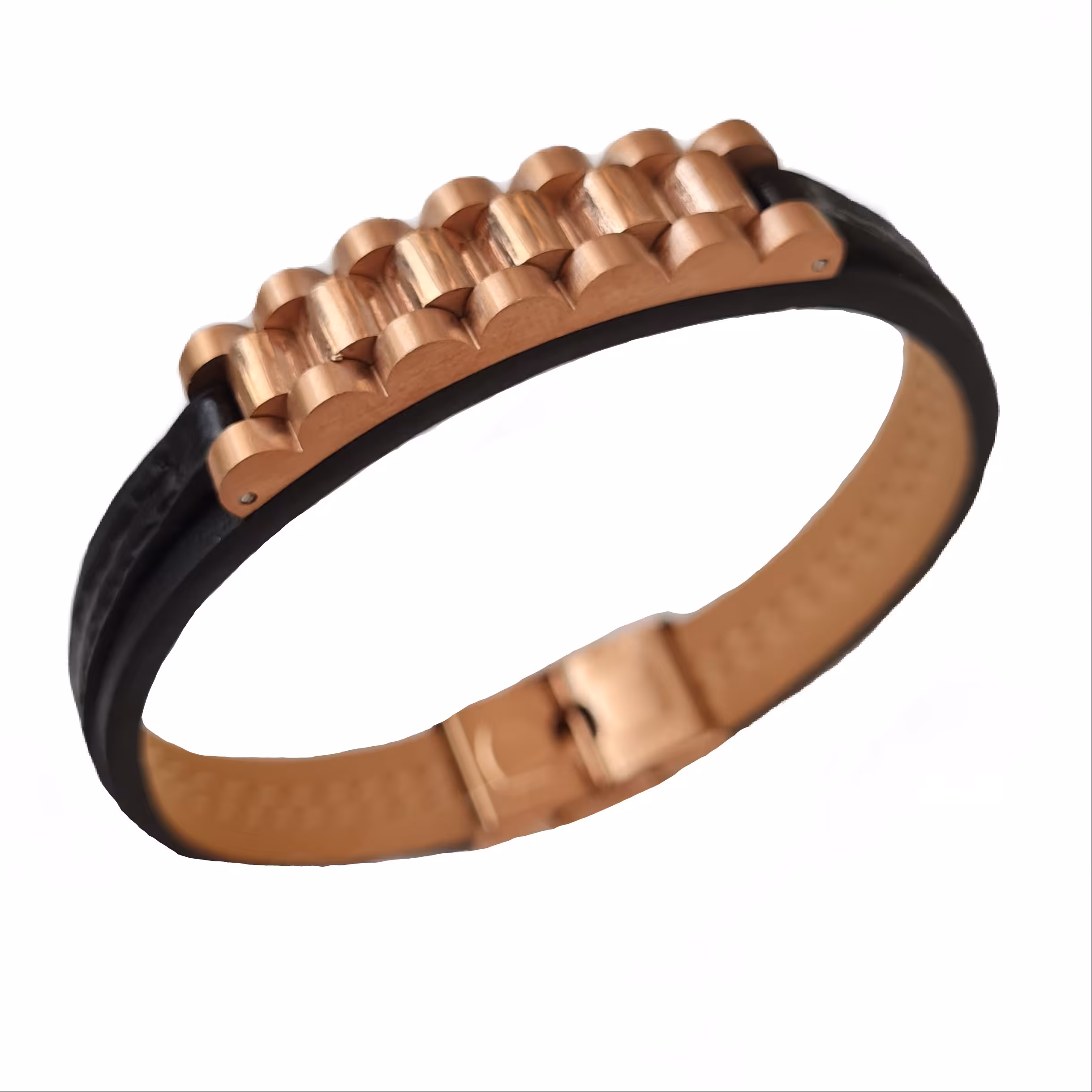 دستبند چرمی مناسب خانم ها و اقایون قفل و پلاک استیل ضد حساسیت و رنگ ثابت زیبا و خاص