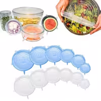 درپوش ظرف  سیلیکونی  خارجی 6 سایز  کشسان  و منعطف برای همه سایز ظرف