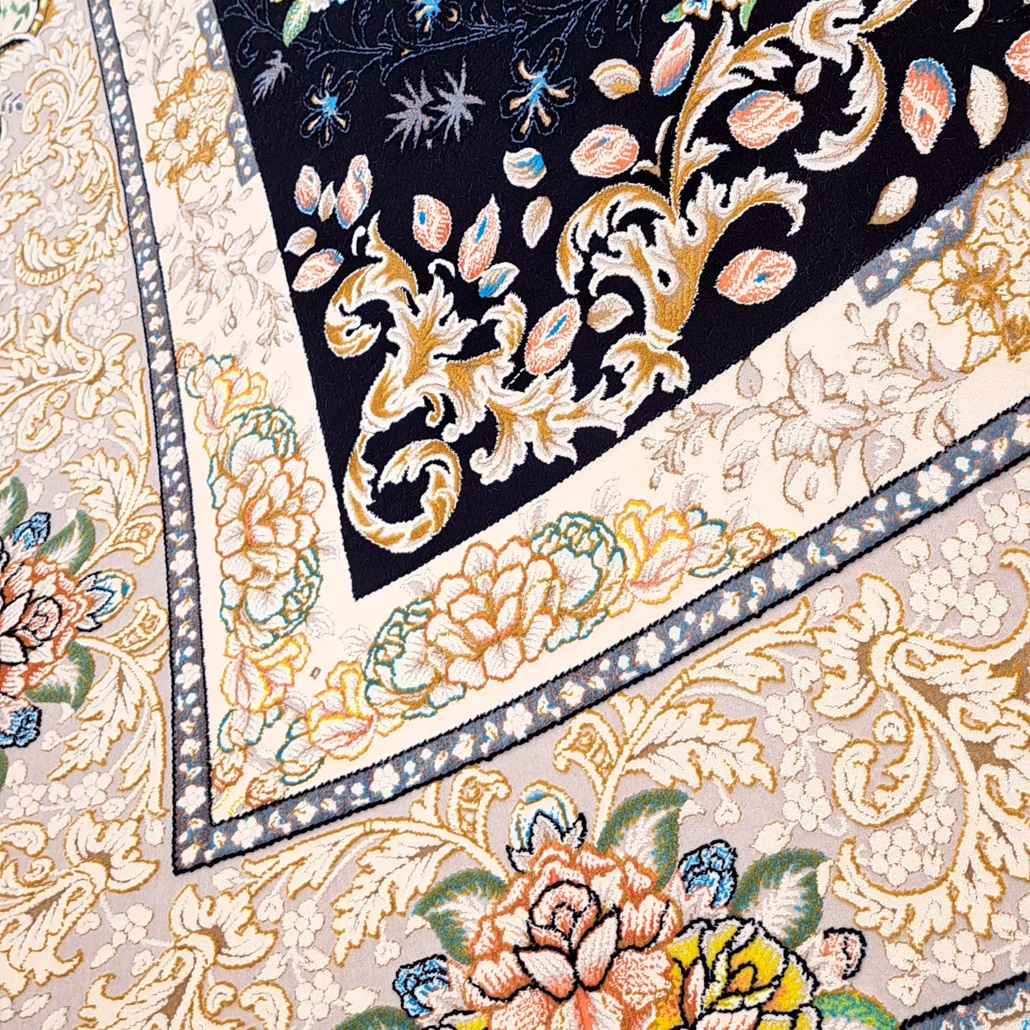 فرش اکرلیک 12 متری 1200 شانه  طرح مهتاب رنگ سرمه ای کد A108