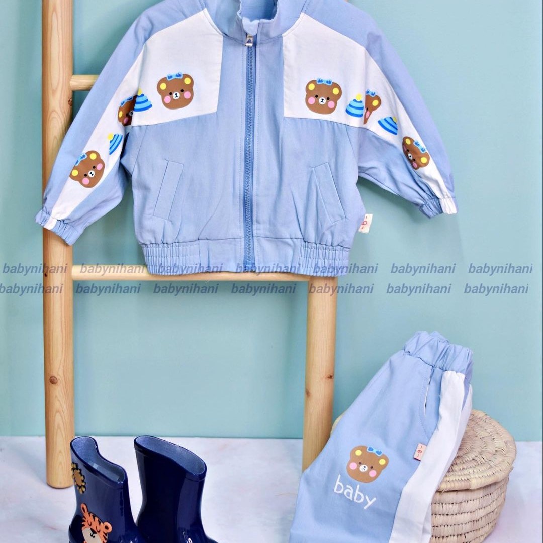 سوییشرت شلوار کتان آبی آسمانی مناسب 1 تا5 سال