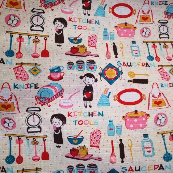 پارچه آشپزخانه آبگیر طرح عروسکی عرض 140 سانتی متر مناسب برای سرویس آشپزخانه و...