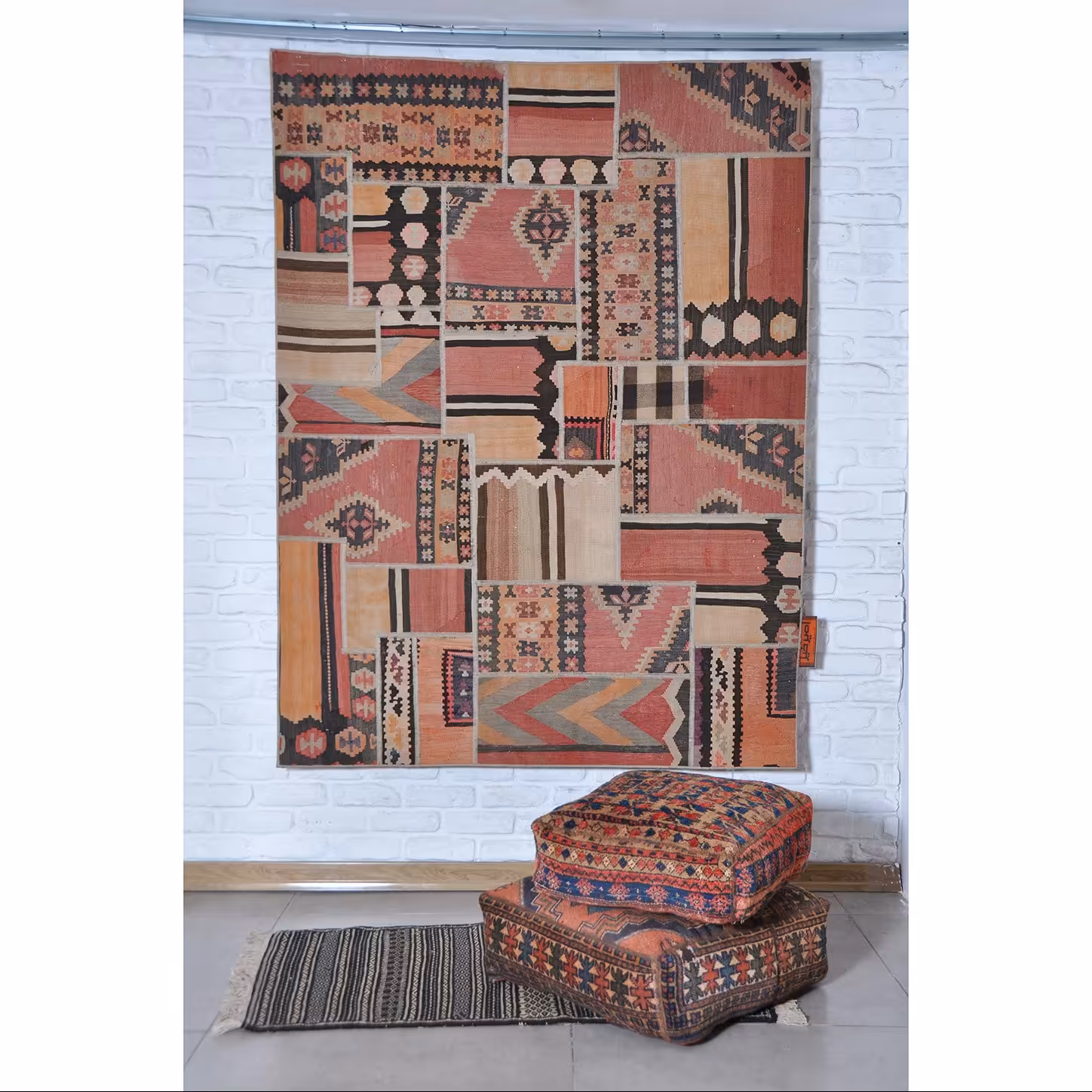 کلاژ فرش دستبافت سه متری امیرخیز مدل تکه دوزی کد 109181