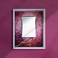 تابلو آینه معرق مس پتینه طرح خوشنویسی بر چهره گل زمینه صورتی سایز 45 در 55