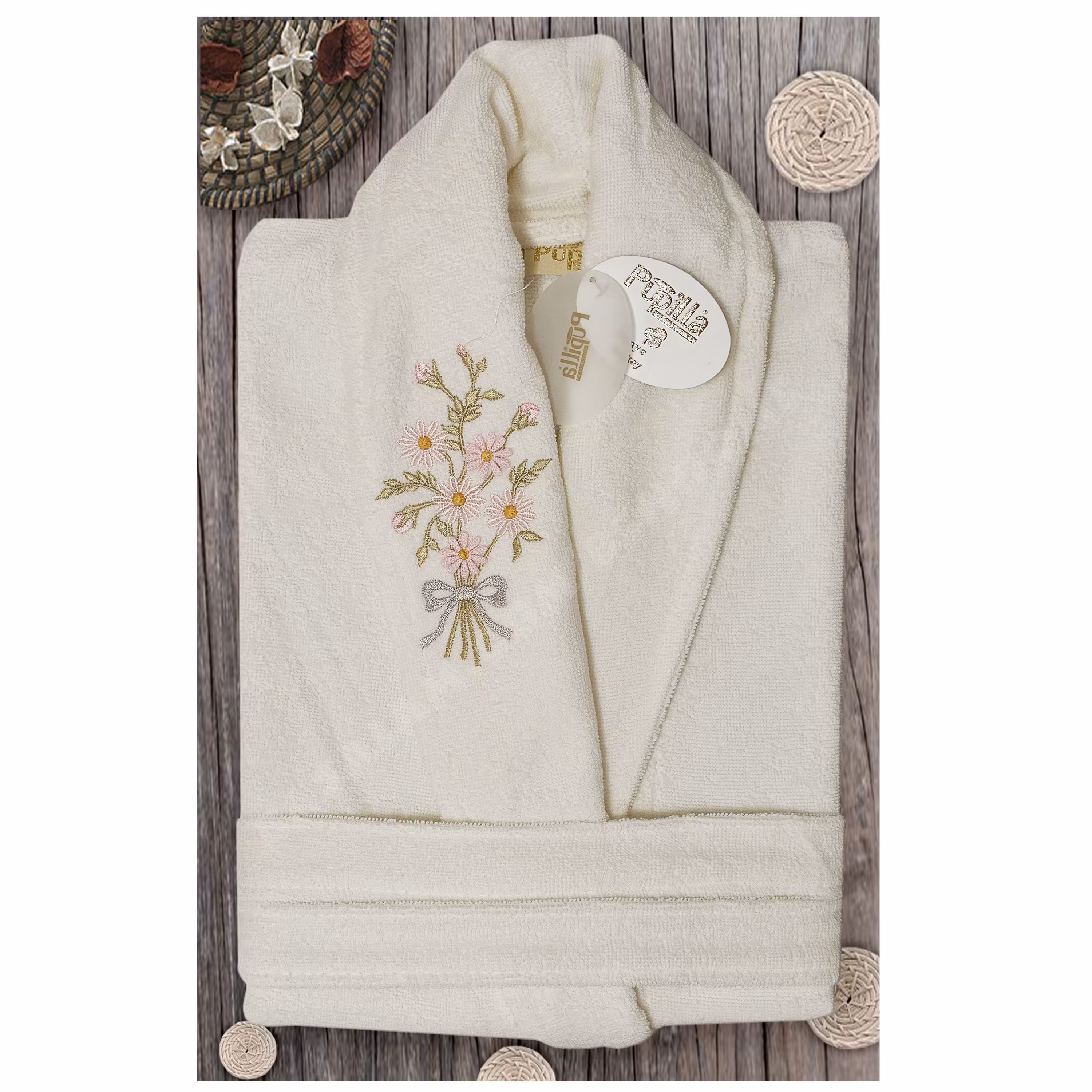 حوله تن پوش ترک پاپیلا رنگ شیری