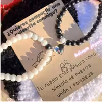 ست دستبند ولنتاین ست زوج قلب مگنتی رنگ ثابت اونیکس دست ساز نیل