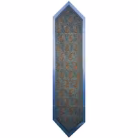 رومیزی رانر ترمه ابریشم  کد TRRA6  رنگ آبی  آستر آبی  حاشیه ساتن