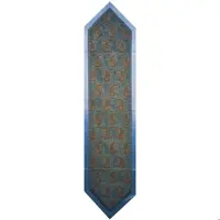 رومیزی رانر ترمه ابریشم  کد TRRA6  رنگ آبی  آستر آبی  حاشیه ساتن