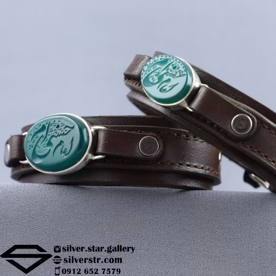 دستبند عقیق سبز خطی نقش امام حسنی ام