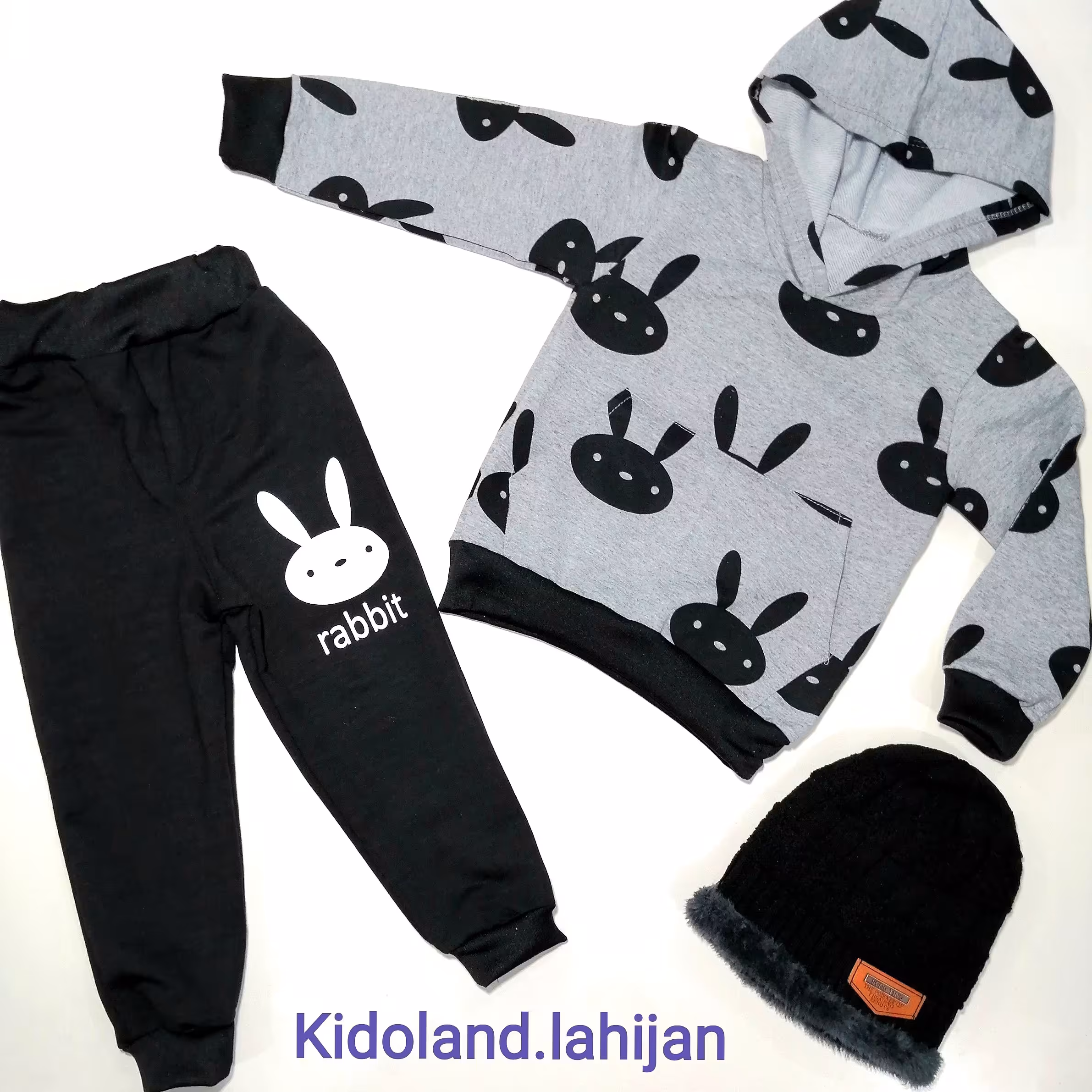 ست هودی و شلوار اسپرت دخترانه پسرانه بچگانه پاییزه بهاره زمستانی خرگوشی