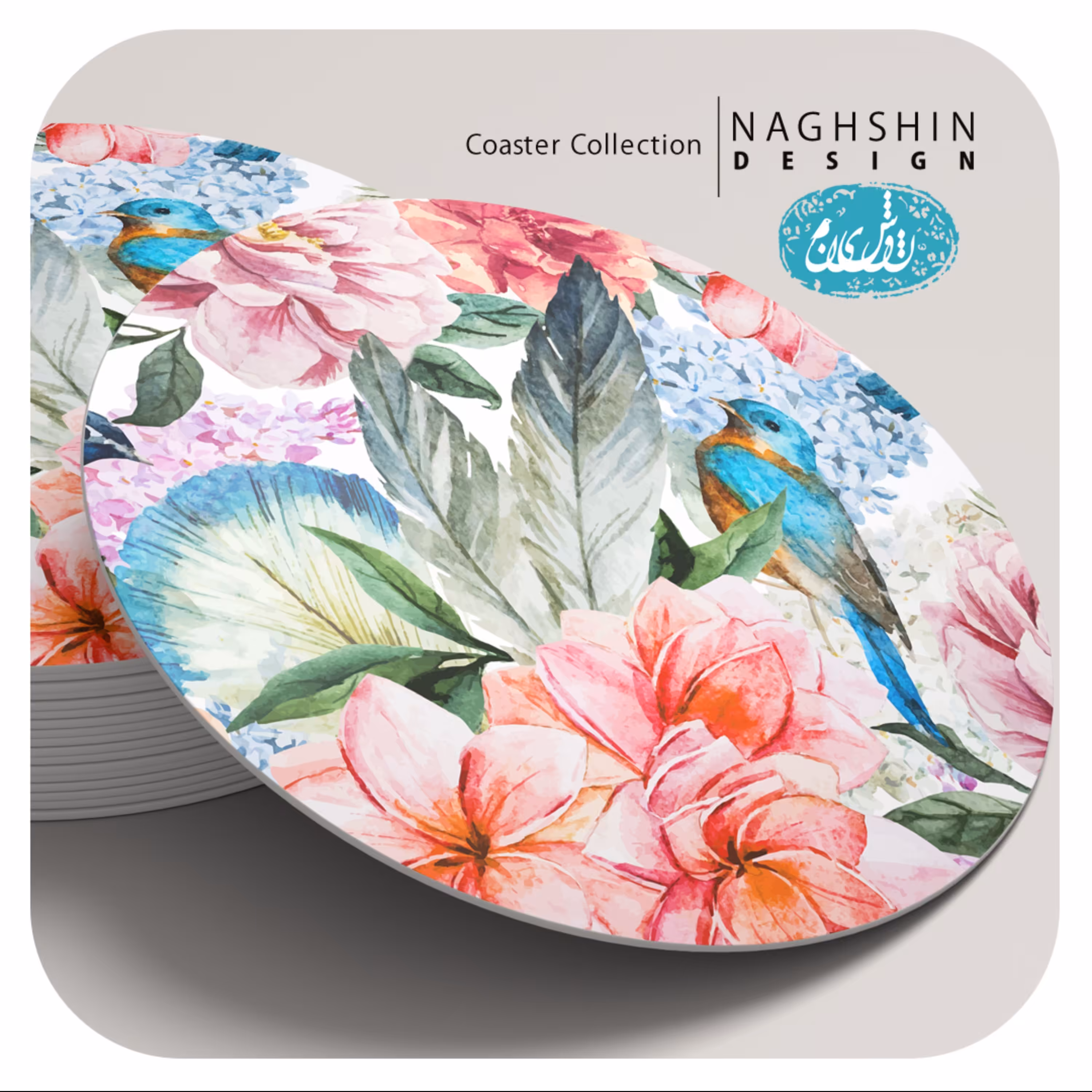 زیرلیوانی طرح دلربا- قطر 10 سانتیمتر - چاپ عالی - جنس ام دی اف - مجموعه 6 عددی