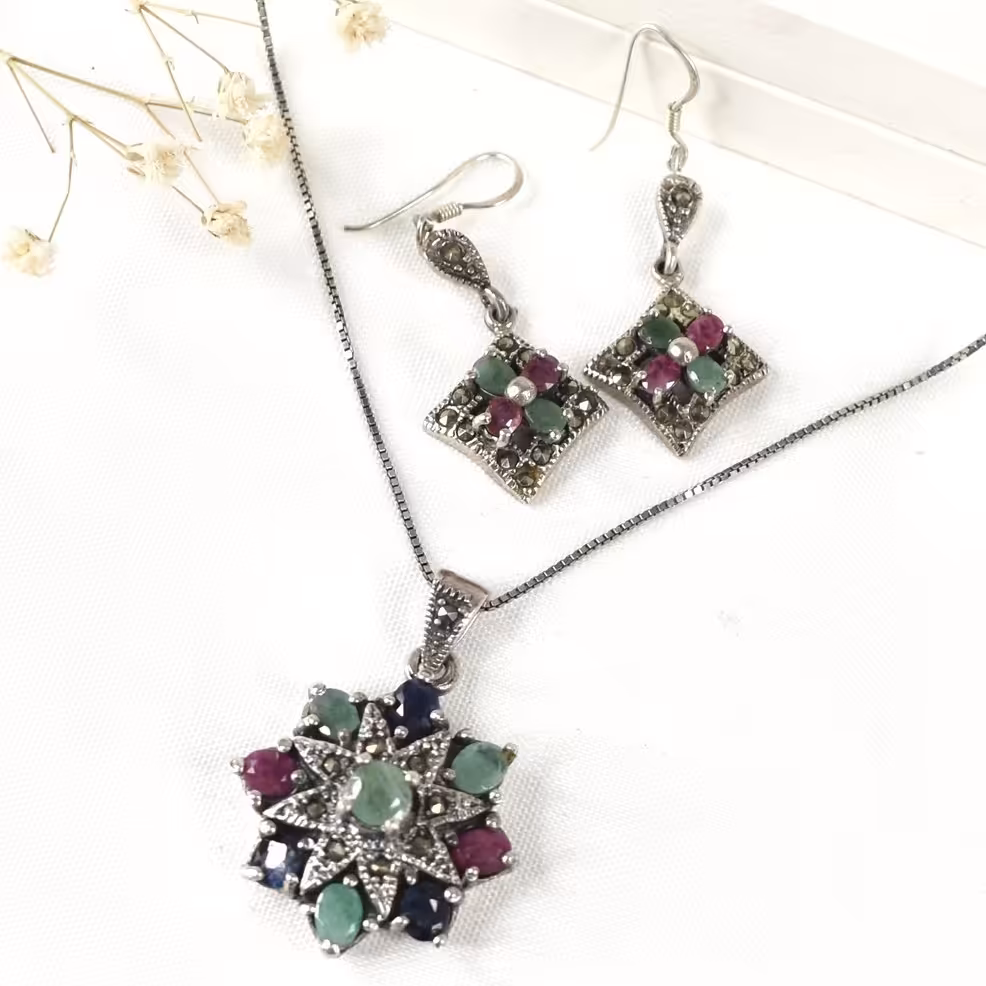 نیمست نگین کبود نقره ایتالیا کد7814