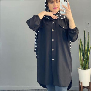 مانتو ابروبادی مدل جلو دکمه جیب نما