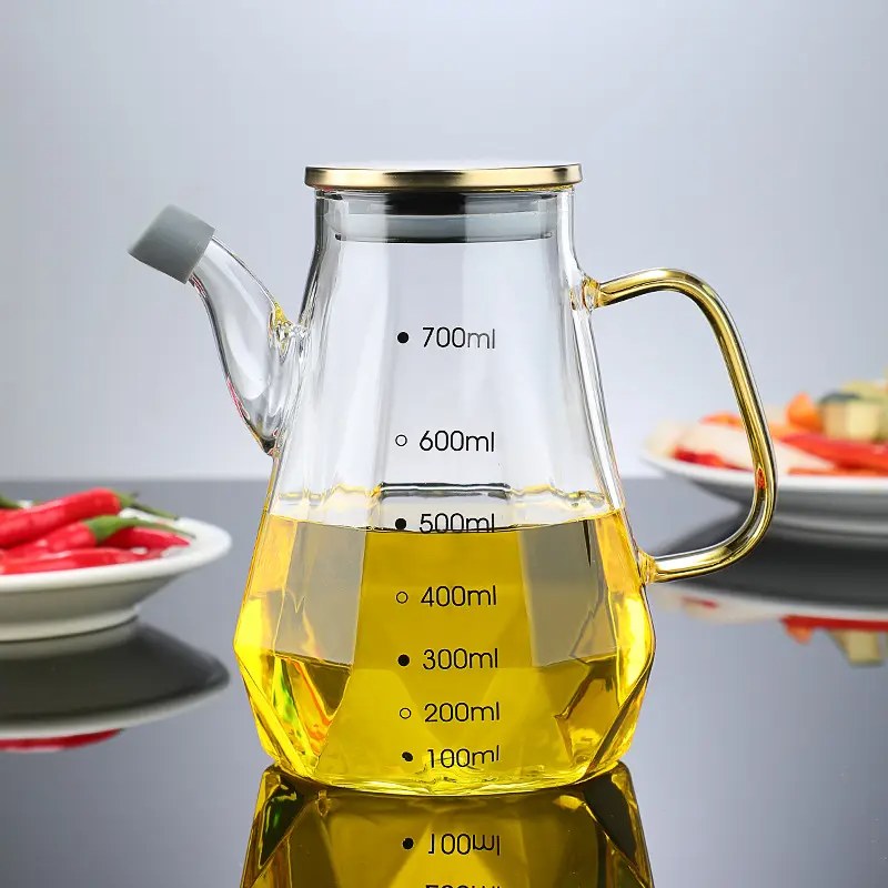 جای روغن ظرف روغن و سرکه و آبلیمو دسته و درب طلایی 700 میلی لیتر کد Gw51301048