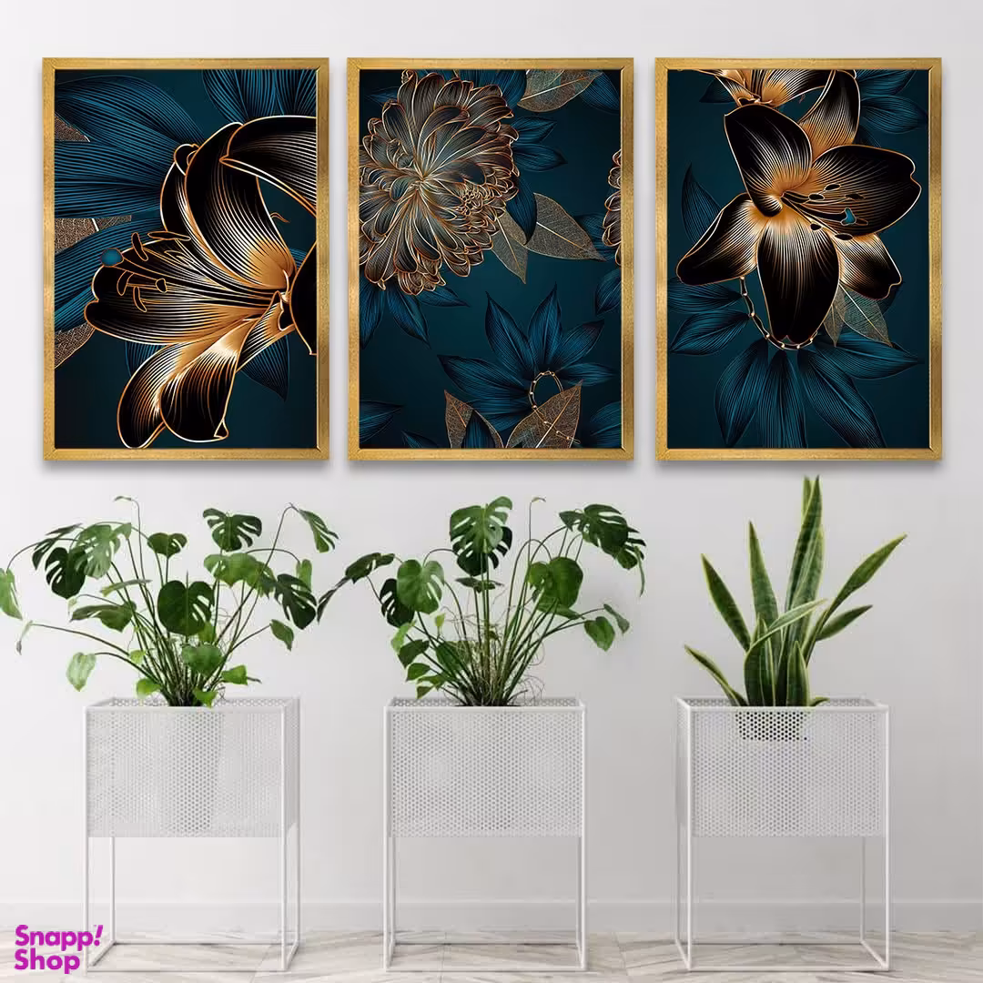 تابلو بکلیت طرح دکوراتیو طبیعت و گل مدل T-812 مجموعه 3 عددی