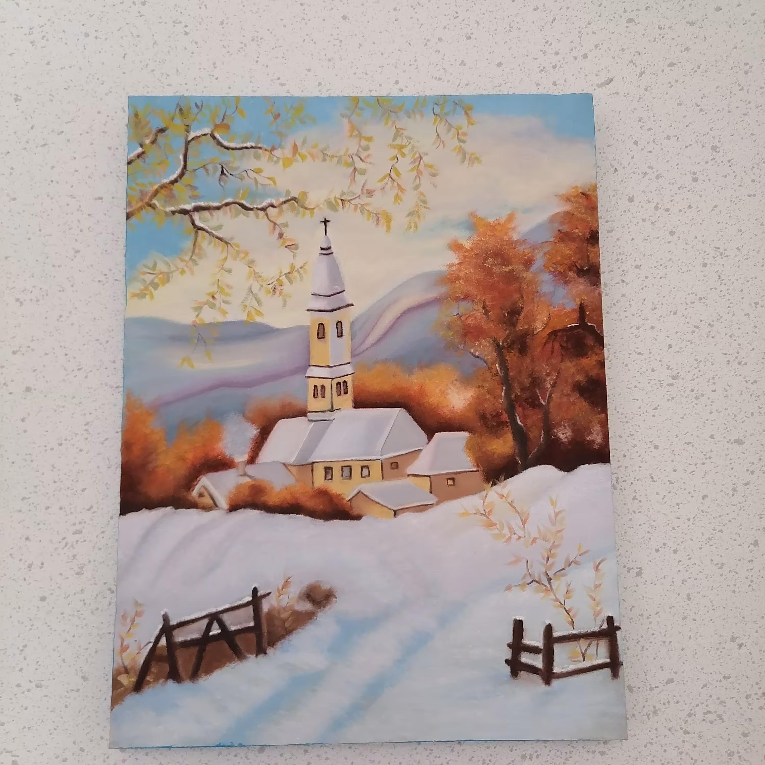 تابلونقاشی رنگ روغن زمستان