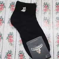 جوراب مشکی نخی طرح برجسته گربه  بسیار نرم و لطیف و بسیار مشکی کیفیت عالی طرح  شیک وخاص در  پنج طرح زیبا