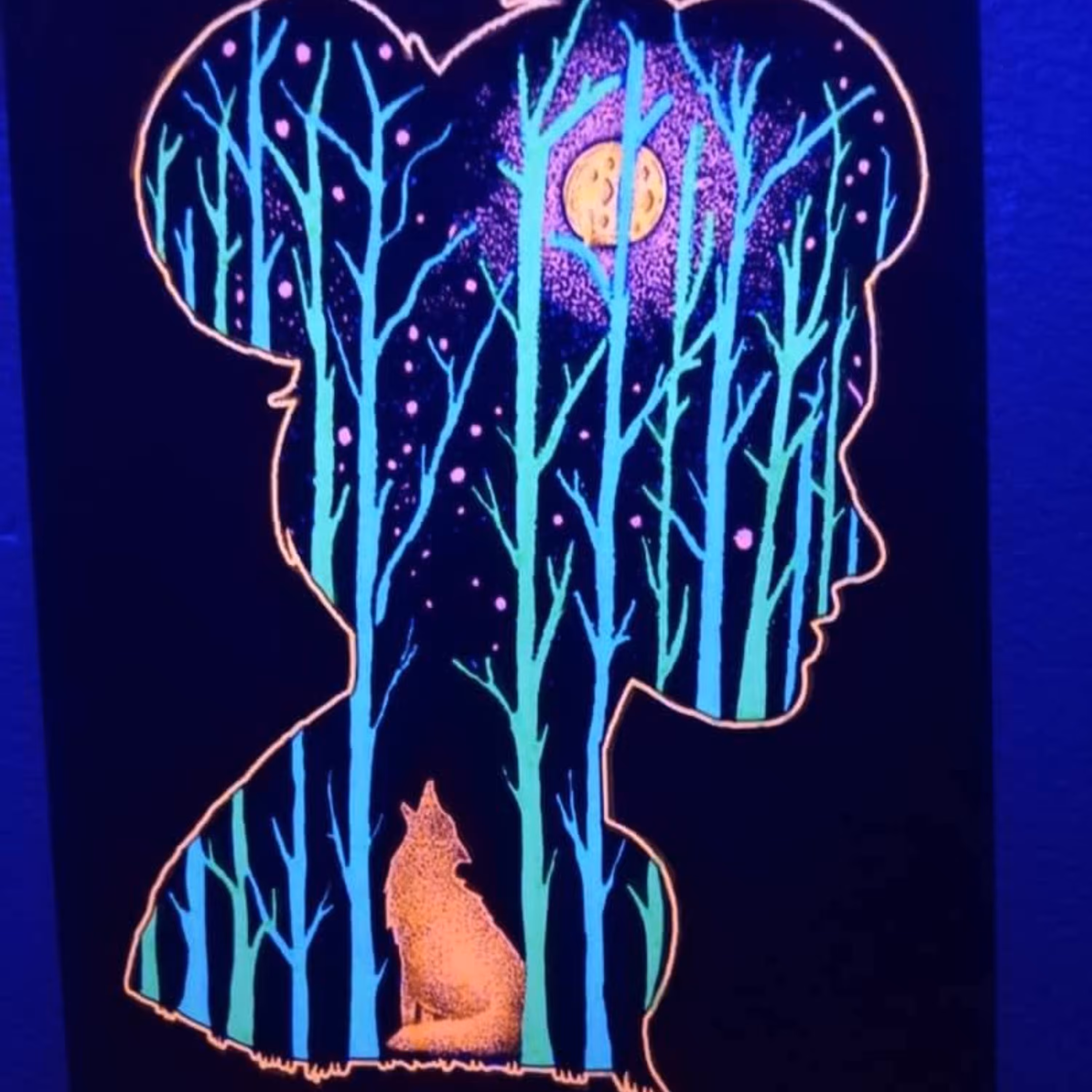 تابلو بلک لایت با طرح شب مهتابی سایز 30 در 40 سانتی متر Blacklight