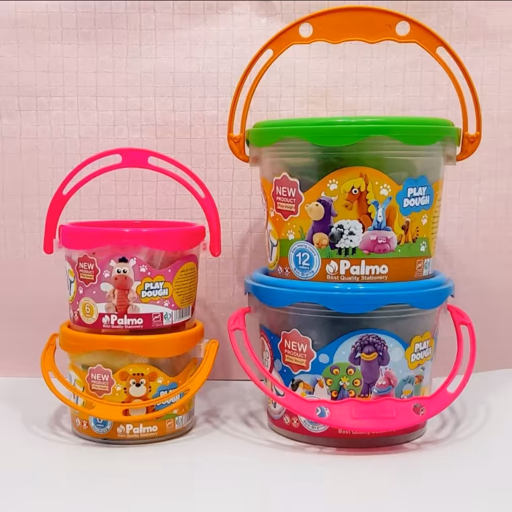 خمیر بازی سطلی 12 رنگ برند پالمو 