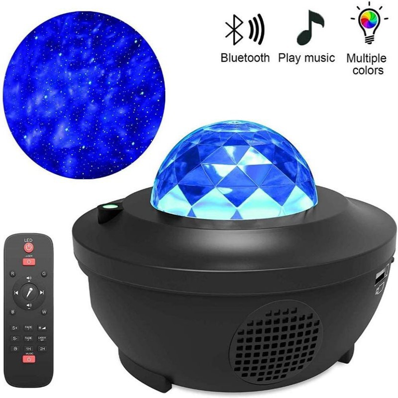 چراغ خواب کهکشانی بلوتوث اسپیکر دار مدل starry projector light ریموت دار پروژکتور کهکشانی
