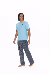 ست پیژامه آبی مردانه پایه چوگان ASSN. مجموعه لباس خواب HALF BCP1. U.S. Polo Assn.