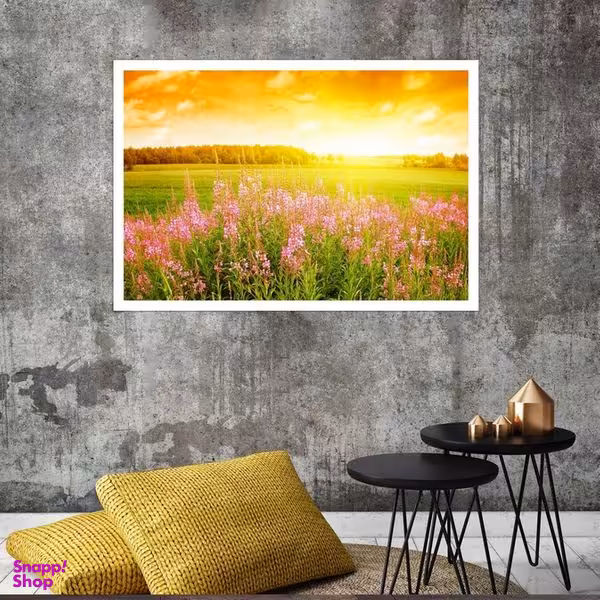 تابلو بکلیت طرح منظره مزرعه و طلوع خورشید مدل قاب شاسی W-s7978