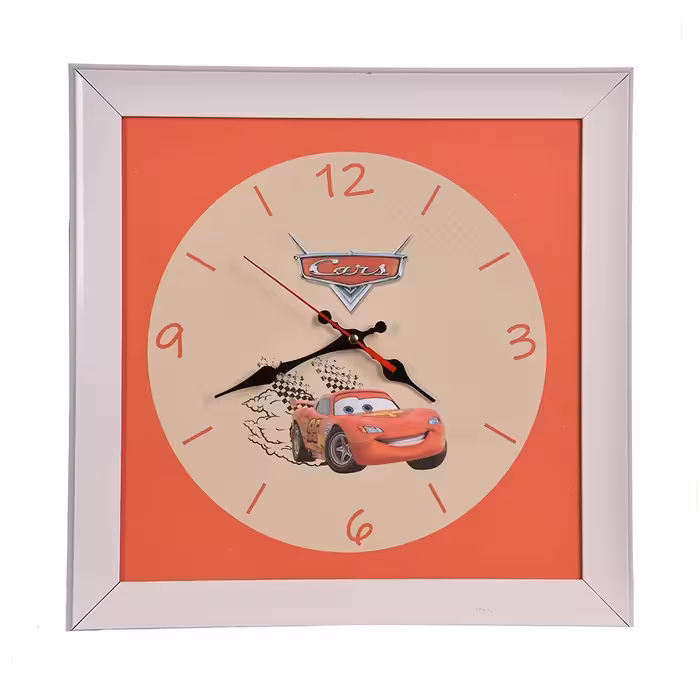 ساعت دیواری کودک مدل مک کوئین ماشین مسابقه ای