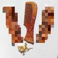 شانه چوبی دسته دار منبت