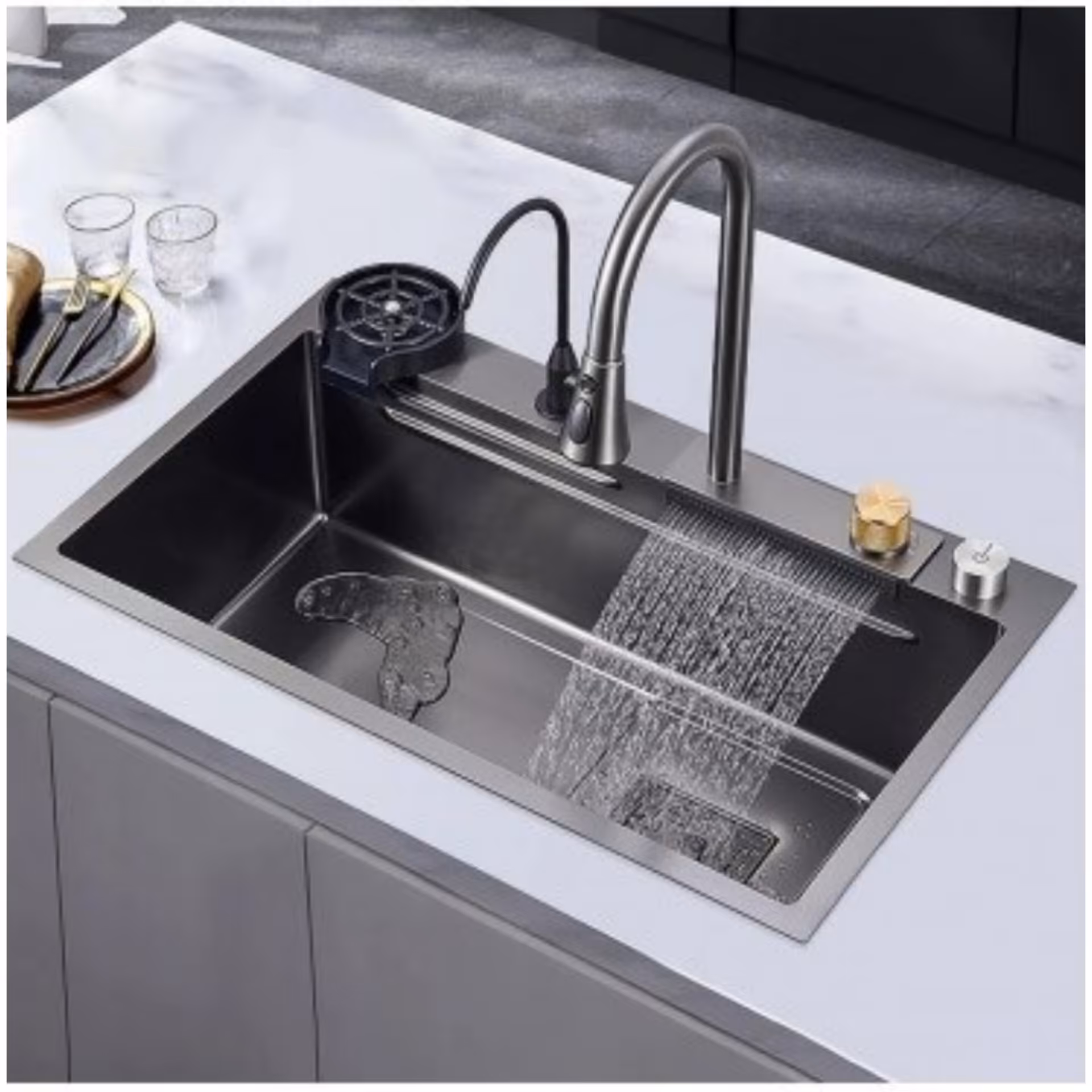 سینک آبشاری وارداتی با ورق 3 میلیمتری (نسل جدید سینک های ظرفشویی)