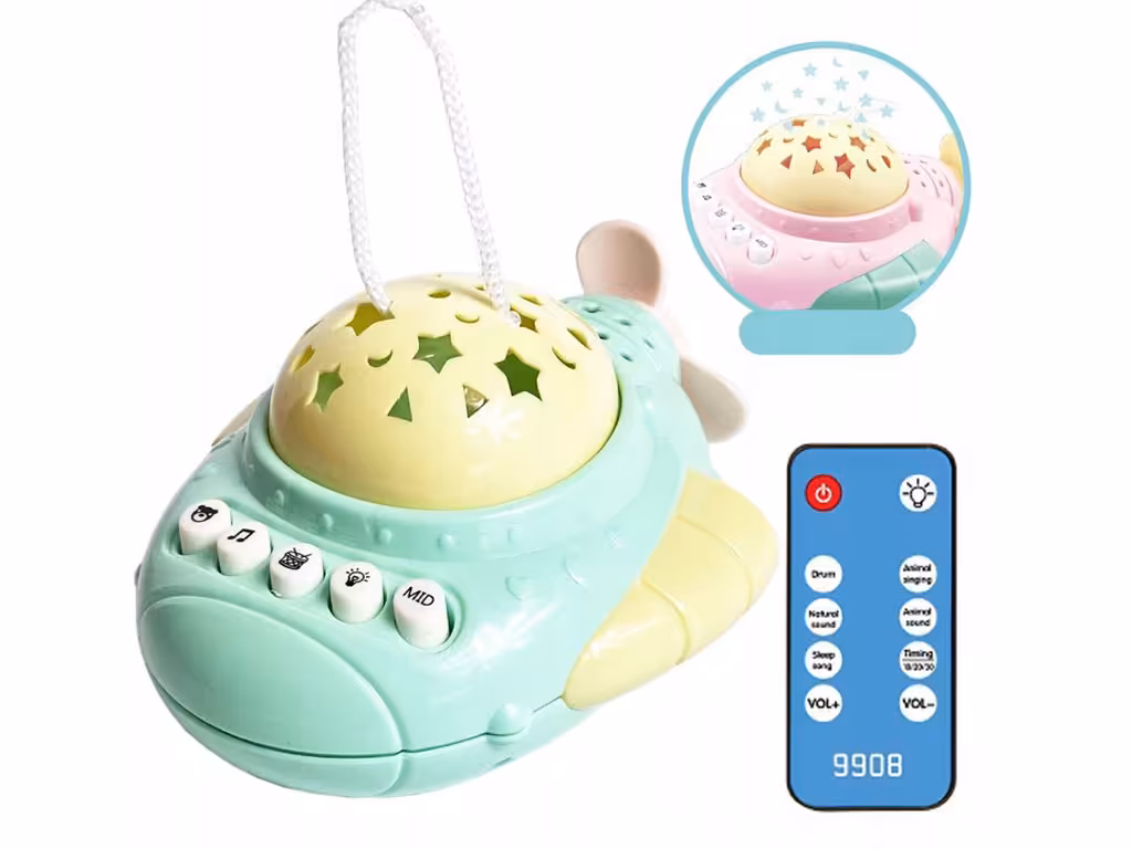 چراغ خواب موزیکال و چراغ دار دارای ریموت کنترل طرح سفینه