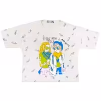 تیشرت کراپ دخترانه دختروپسر عینکی کرمی پنبه سایز55 60 مناسب 7تا11 سال