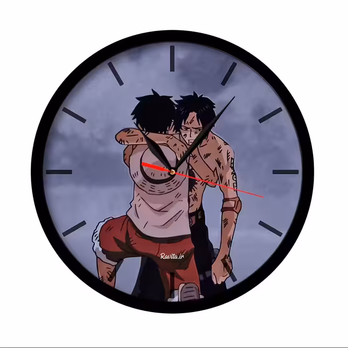 ساعت دیواری راویتا مدل ناروتو کد 3447  در رنگ های مشکی و سفید 