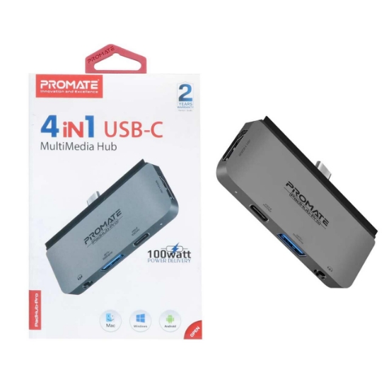 هاب 4 پورت USB-C پرومیت مدل PADHUB-PRO.GREY