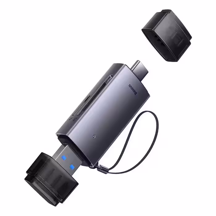 کارت خوان 2 سر باسئوس USB3 Type-C مدل Airgoy WKQX060113Baseus Airgoy WKQX060113 USB3.0 TYPE-C Card Reader