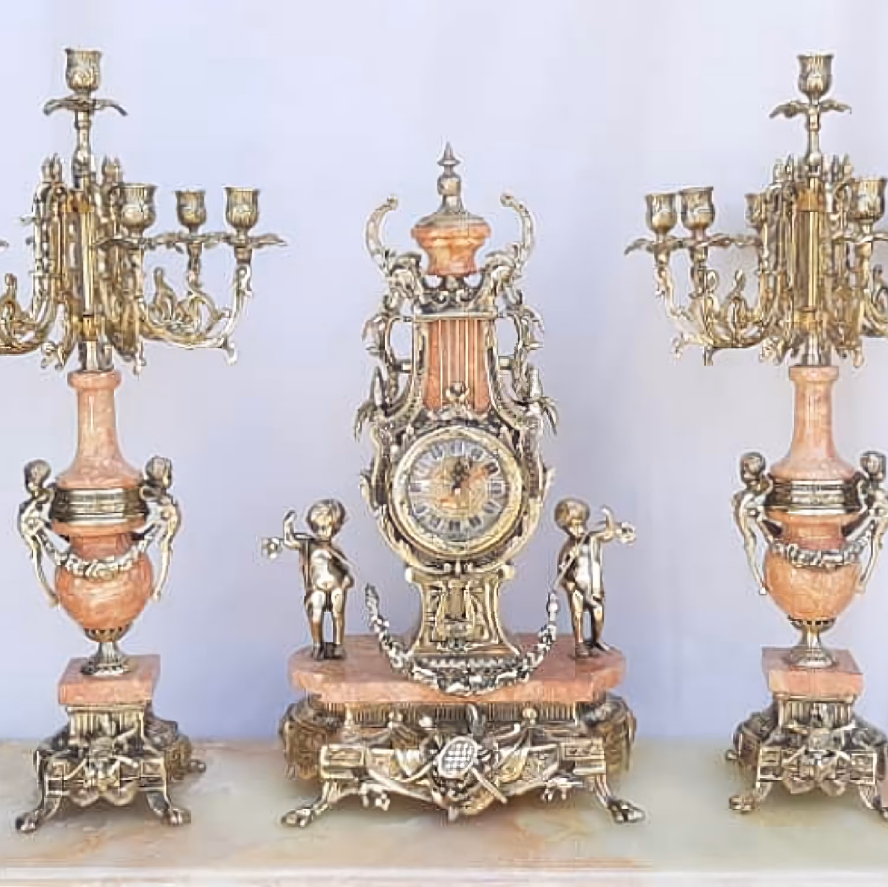 ساعت شمعدان سلطنتی برنزی به قیمت تولیدی سنگ اجری