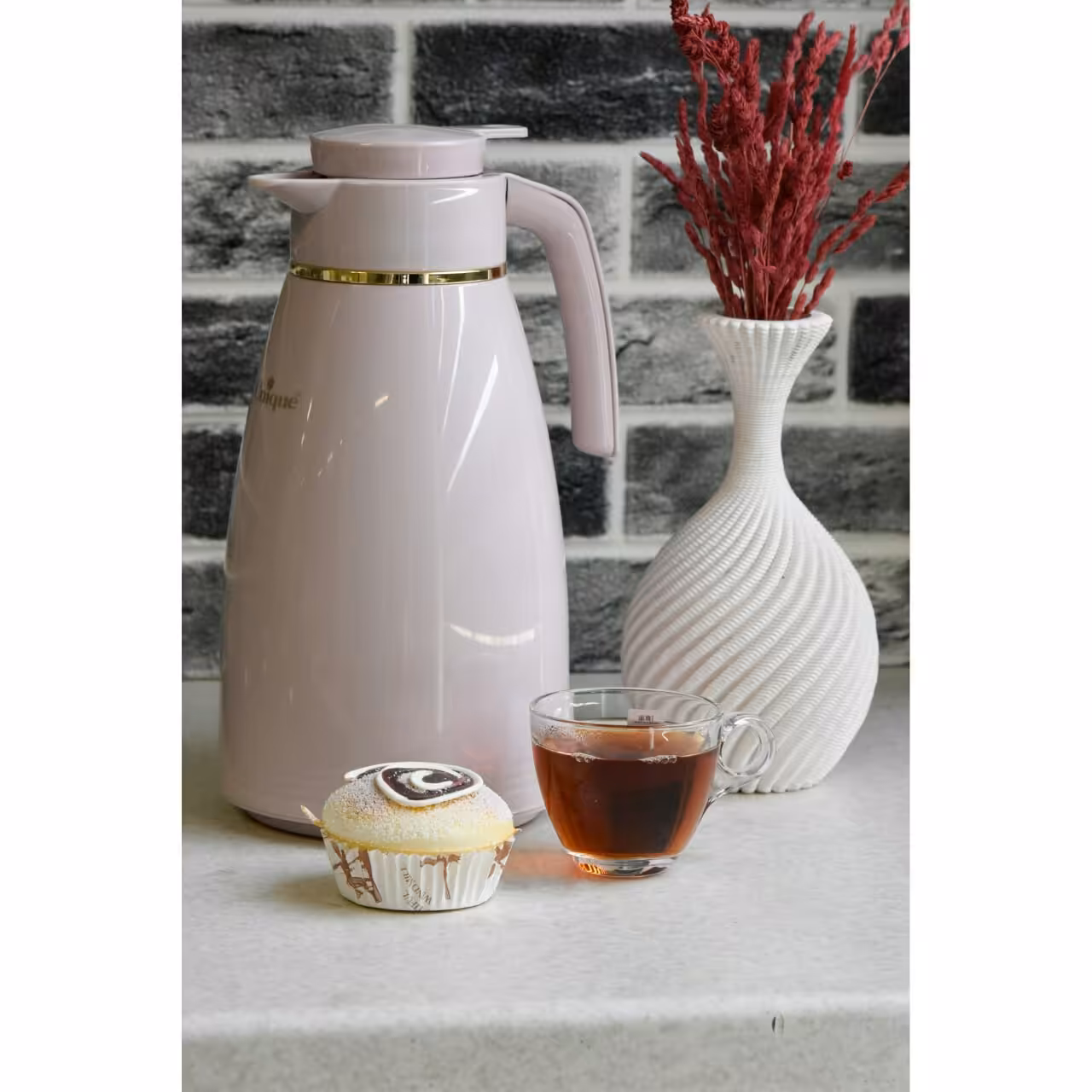 فلاسک 1.6 لیتر شیشه دار یونیک کد 1985(رنگ صورتی کالباسی  )
