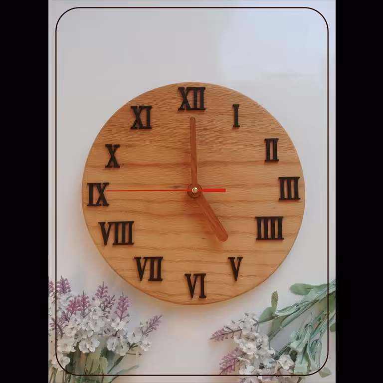 ساعت دیواری  چوب بلوط قطر 25 با ضخامت 1.5