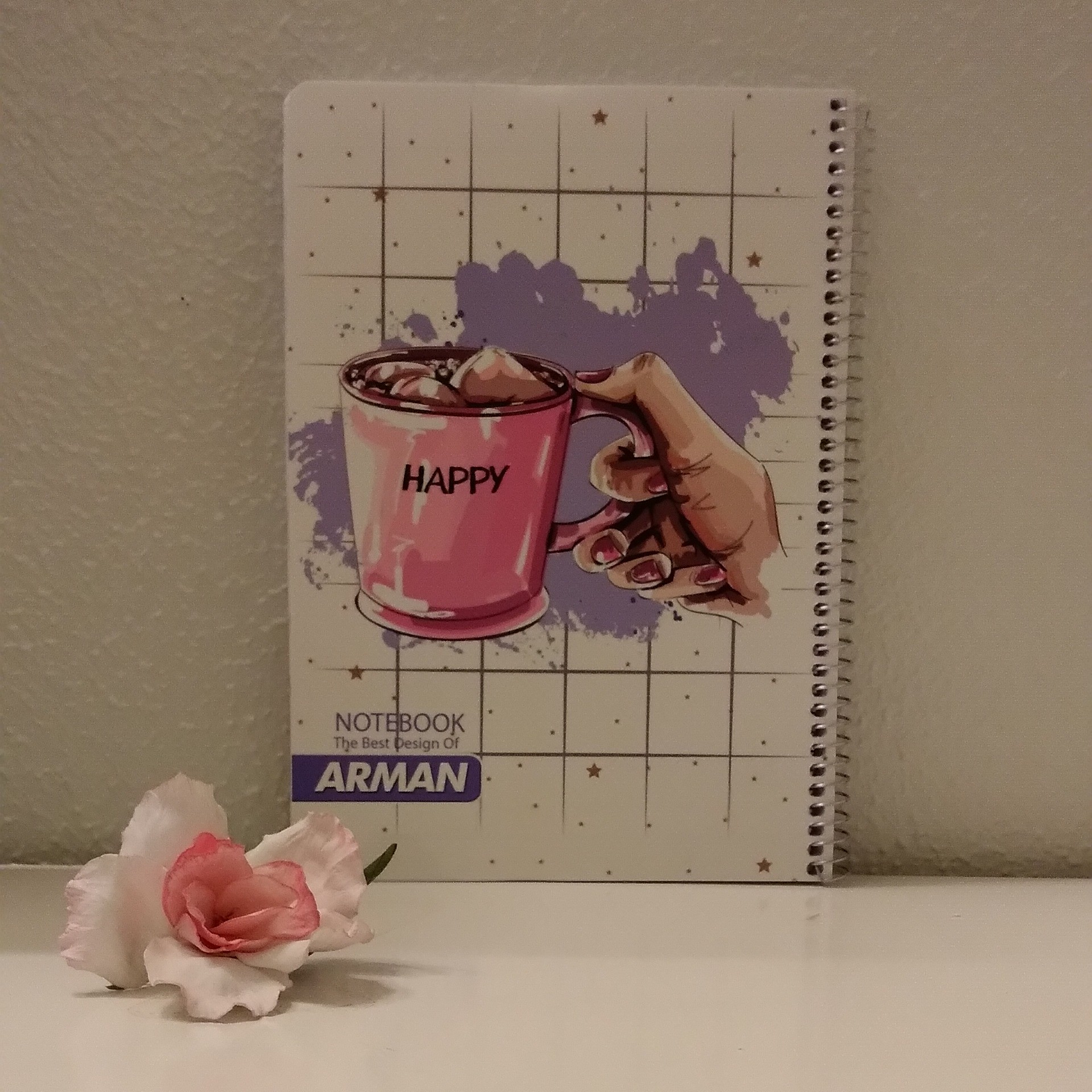 دفتر مشق 100 برگ سیمی ارمان طرح فنجان قهوه جلد طلقی