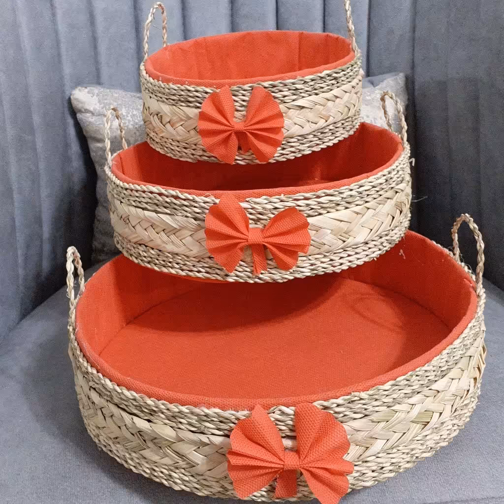 باکس سه عددی جذاب حصیری قابل شستشو بدون رنگ پریدگی و خرابی موندگاری بالا