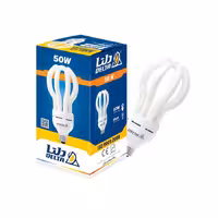 لامپ کم مصرف 50 وات دلتا مدل لاله اتحاد پایه E27 مهتابی گارانتی 12 ماهه دلتا