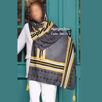 شال نخی منگوله دار  نیلا - چهار فصل - دور دوخت - S0015-2