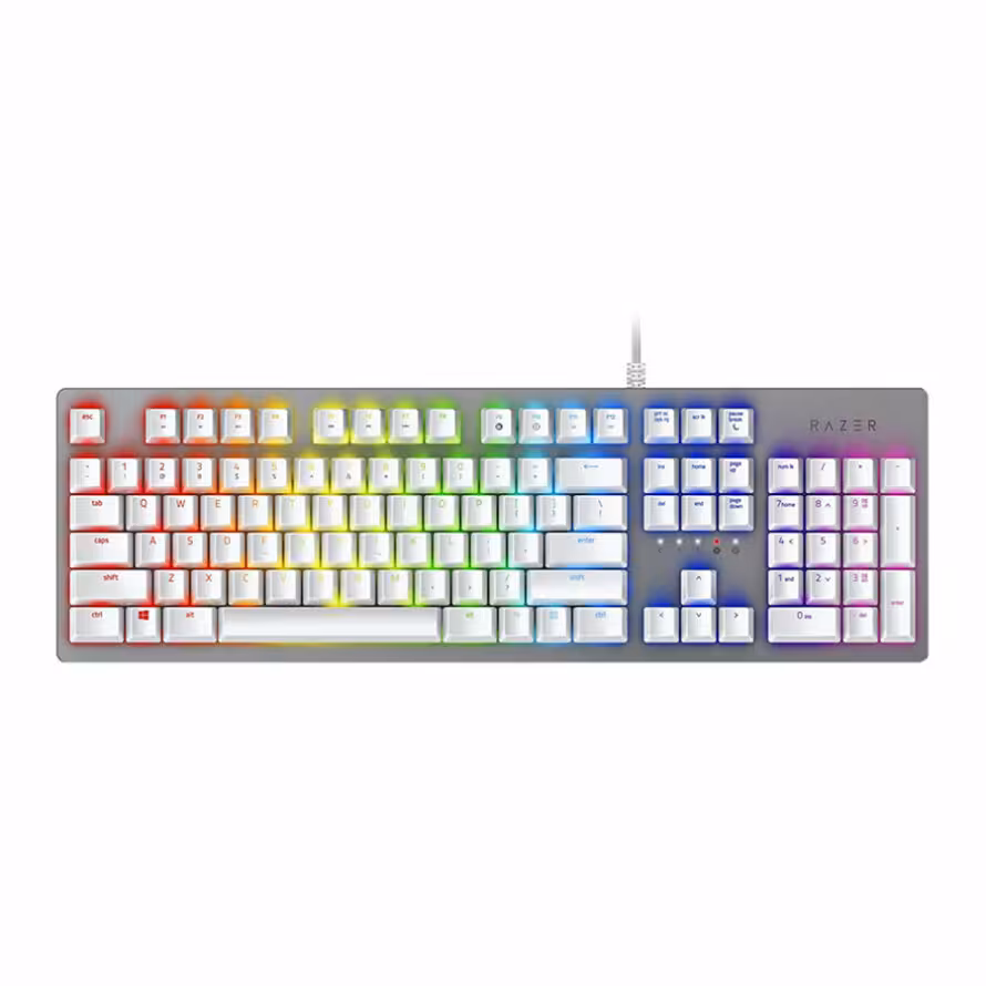 کیبورد گیمینگ ریزر HUNTSMAN Purple Switch Mercury White