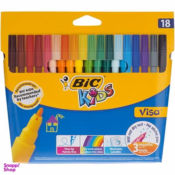 ماژیک رنگ آمیزی بیک سری Kids مدل Visa - بسته 18 رنگ